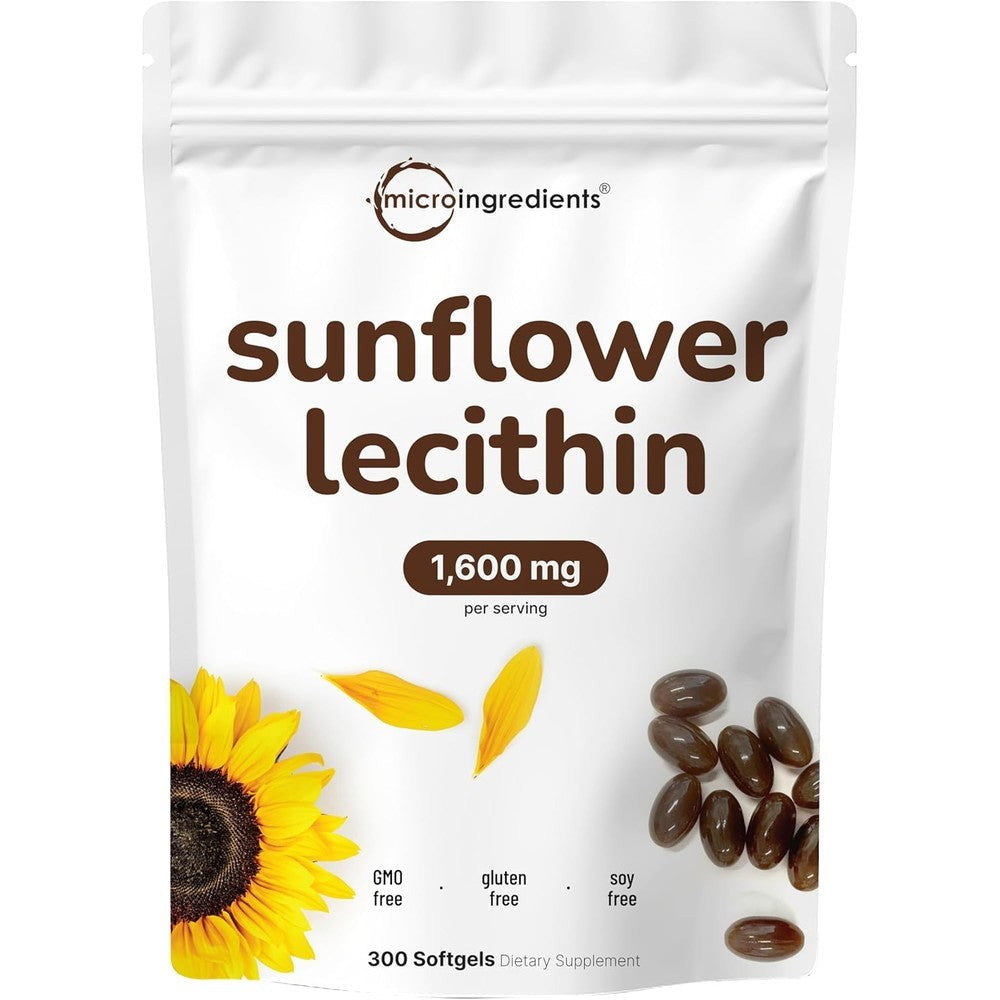 Micro Ingredients Sunflower Lecithin 300 softgels front view bottle for lactation support