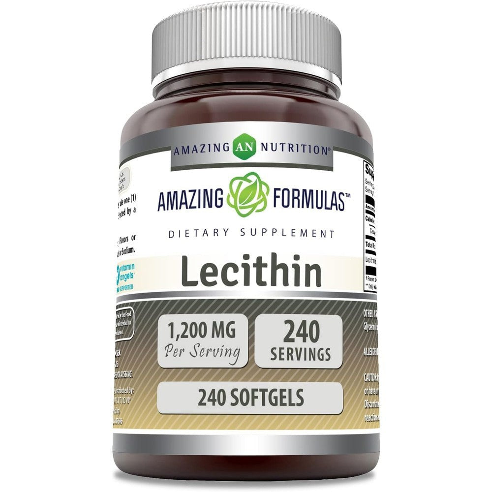 Amazing Nutrition Amazing Formulas Lecithin 1200 mg front view bottle for brain health