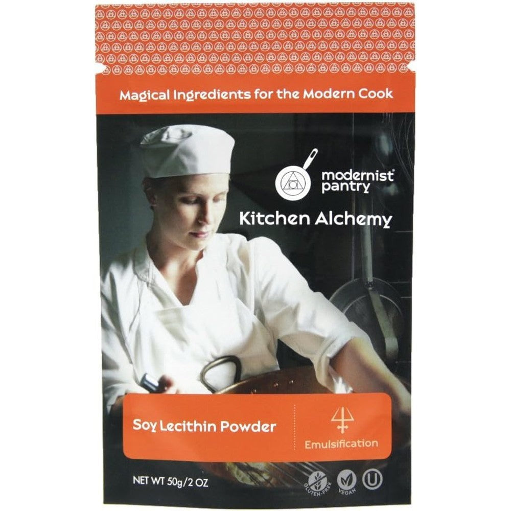 Modernist Pantry Pure Soy Lecithin Powder 50 grams front packaging view for premium molecular gastronomy.