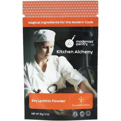 Modernist Pantry Pure Soy Lecithin Powder 50 grams front packaging view for premium molecular gastronomy.