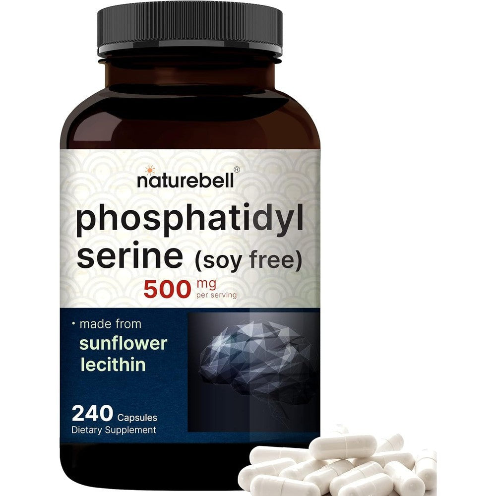 NatureBell Phosphatidylserine 500mg 240 capsules front bottle view brain support supplement