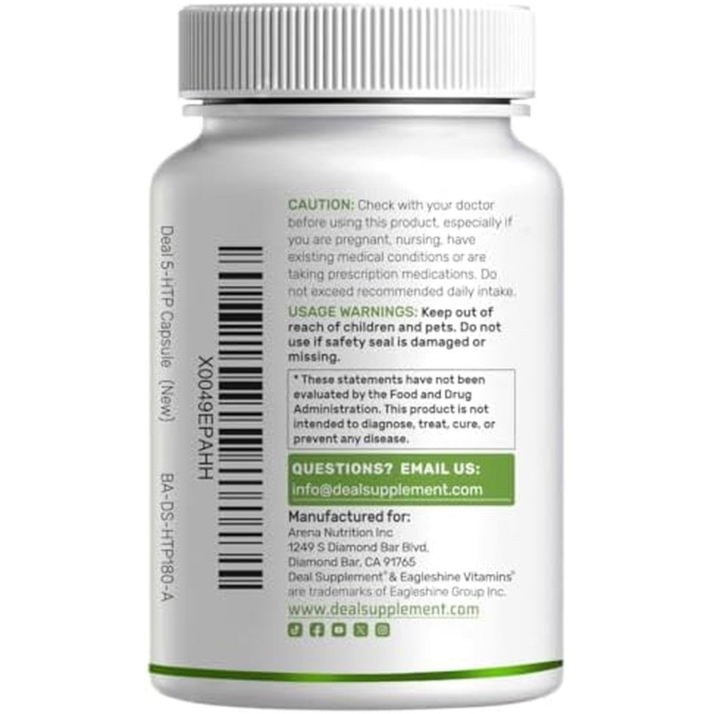 Supplement facts label of Deal Supplement 5-HTP showing L-Theanine and GABA ingredients.