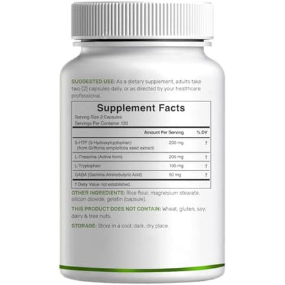 Side view of Deal Supplement relaxation formula highlighting 98 percent Griffonia seed extract.