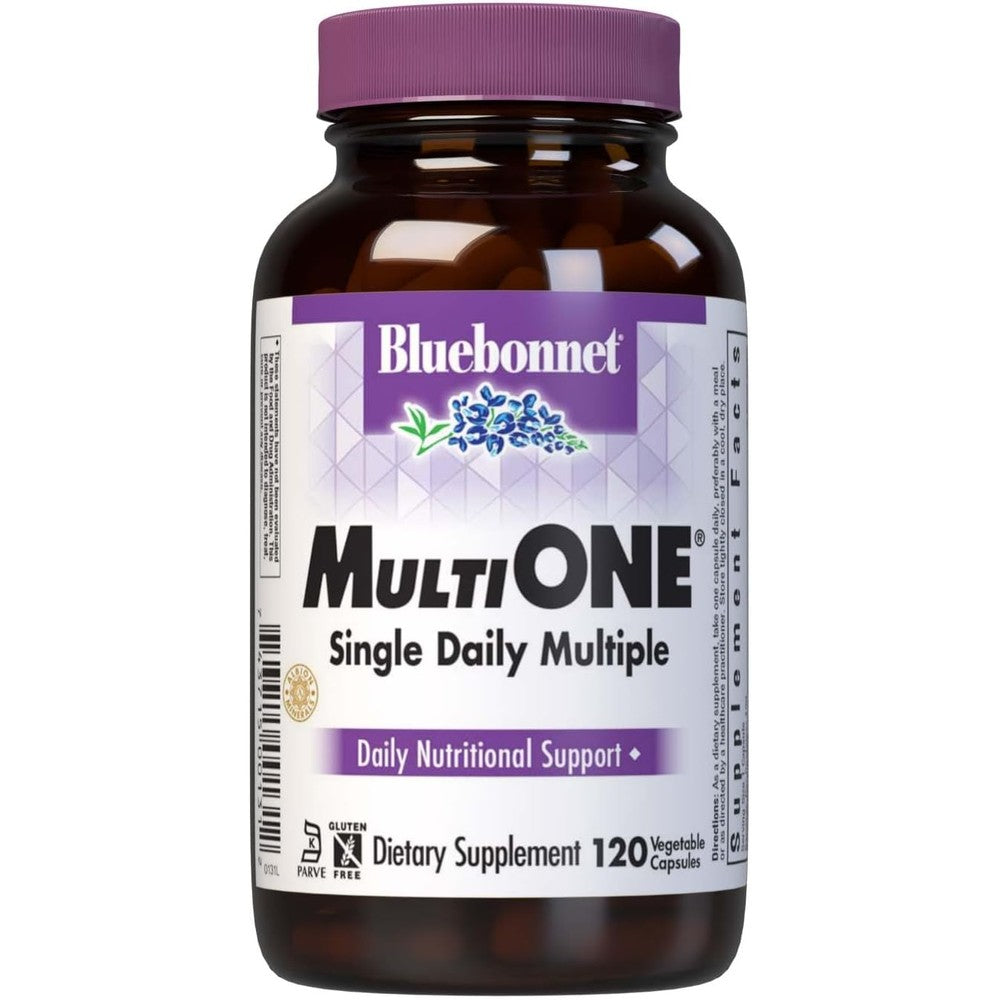 Bluebonnet Nutrition Multi One With Iron 120 vegetable capsules front bottle view for daily health