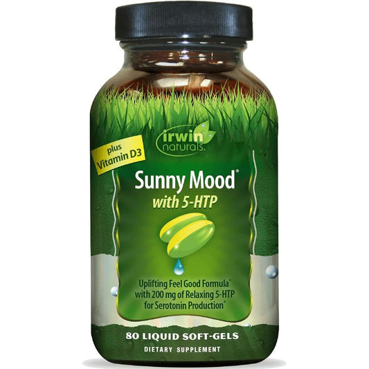 Irwin Naturals Sunny Mood with 5-HTP 80 Liquid Soft-Gels front bottle view