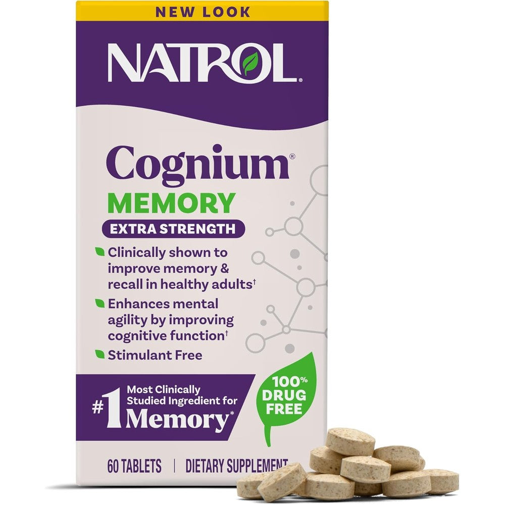 Natrol Cognium Memory Extra Strength 60 tablets front packaging view for brain health