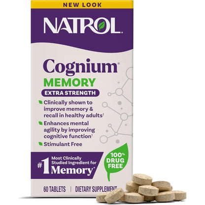 Natrol Cognium Memory Extra Strength 60 tablets front packaging view for brain health