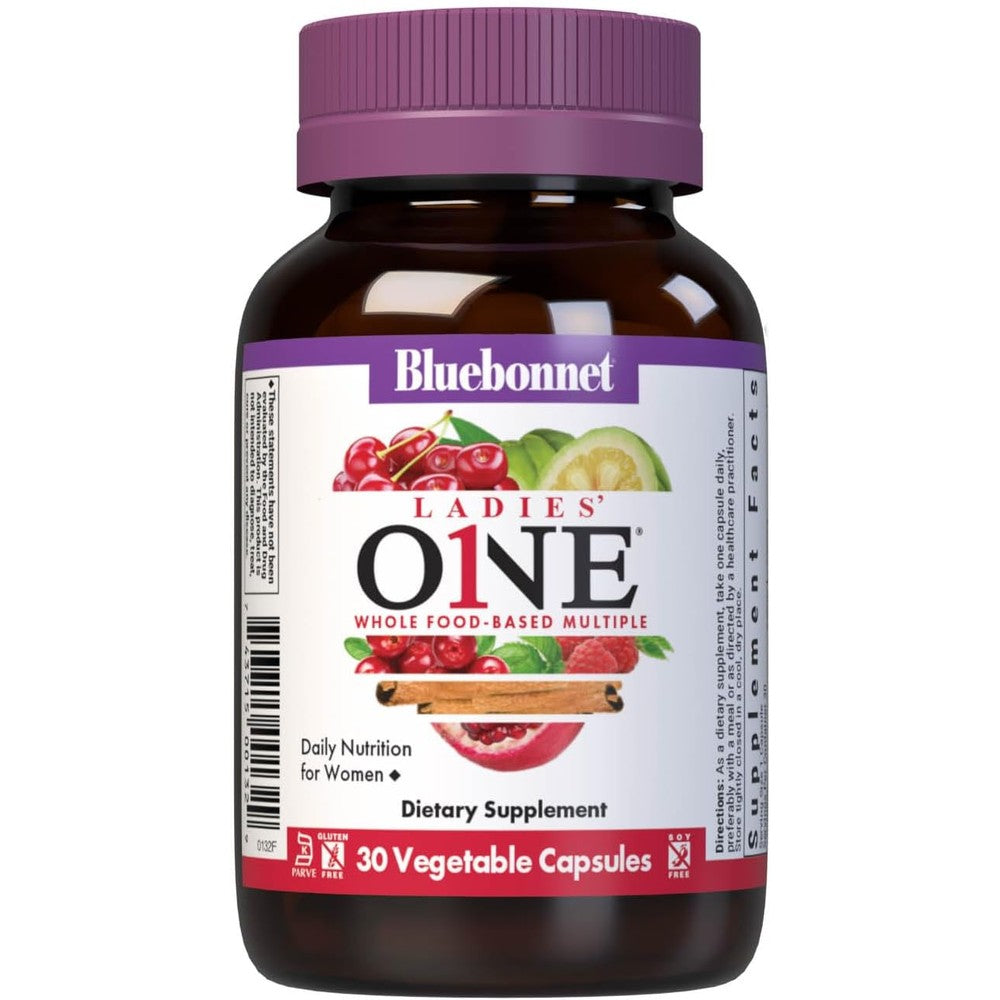 BlueBonnet Ladies One Whole Food Multiple 30 Capsules front view multivitamin bottle