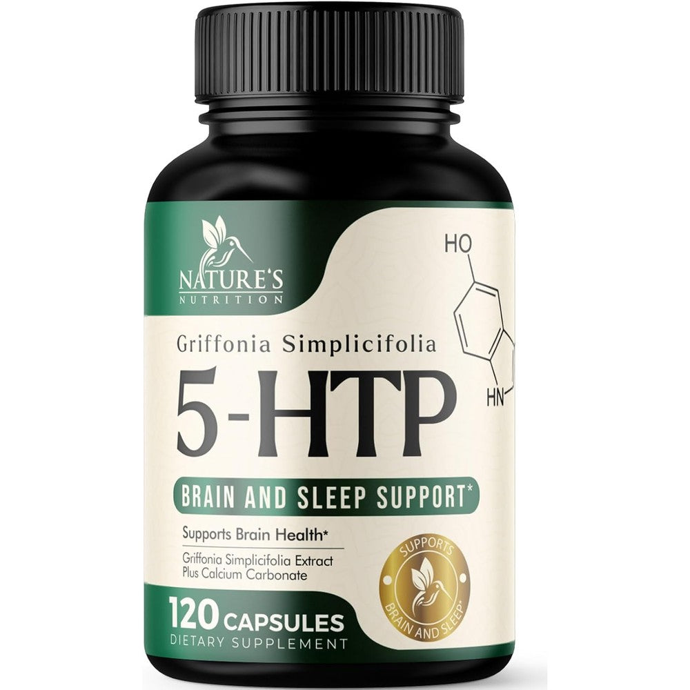 Nature's Nutrition 5-HTP 200mg bottle front view for serotonin support
