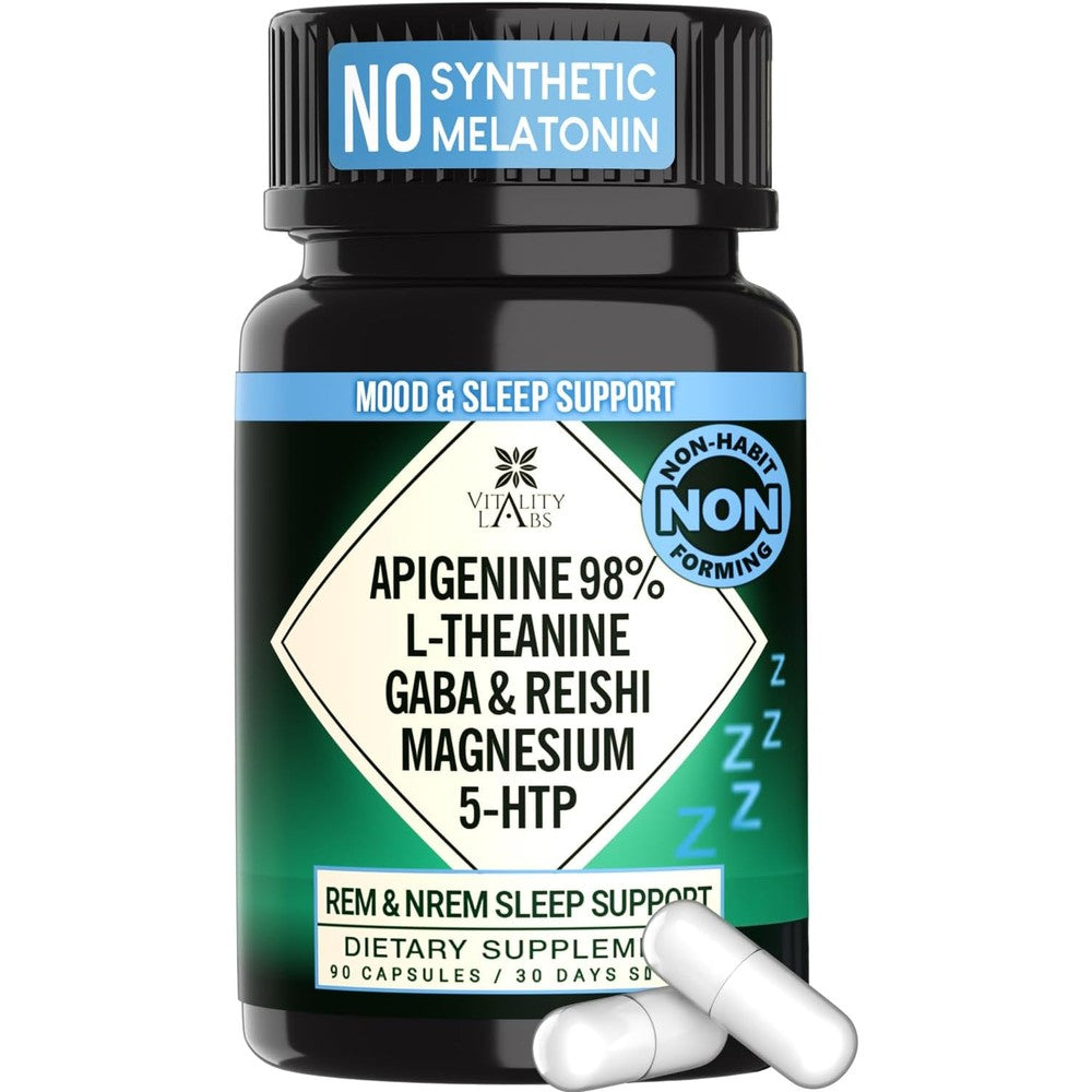 Vitality Labs Natural Sleep Aid 90 vegan capsules front bottle view