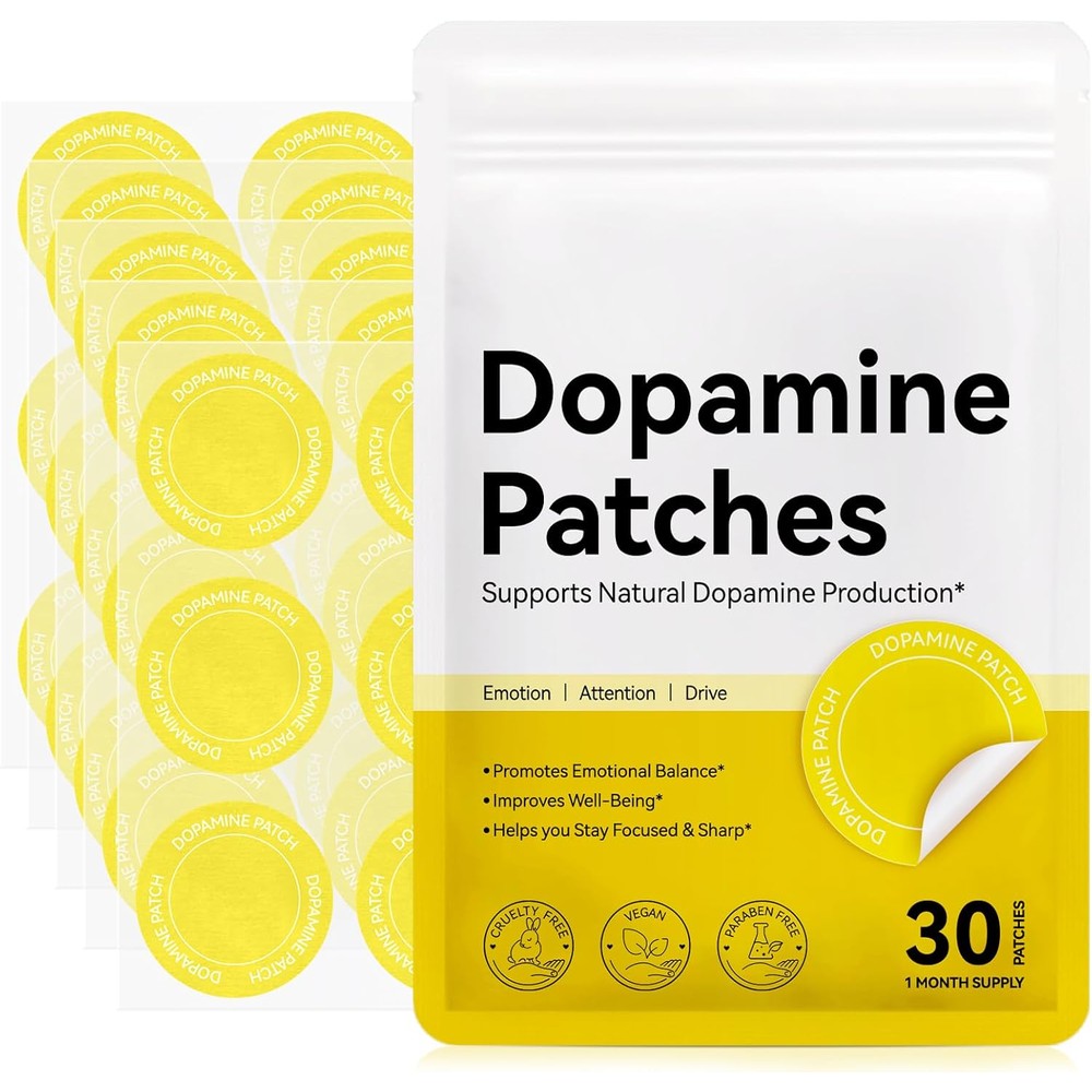 SDJUFEI Dopamine Patches Extra Strength 30 Count front view packaging for mood support