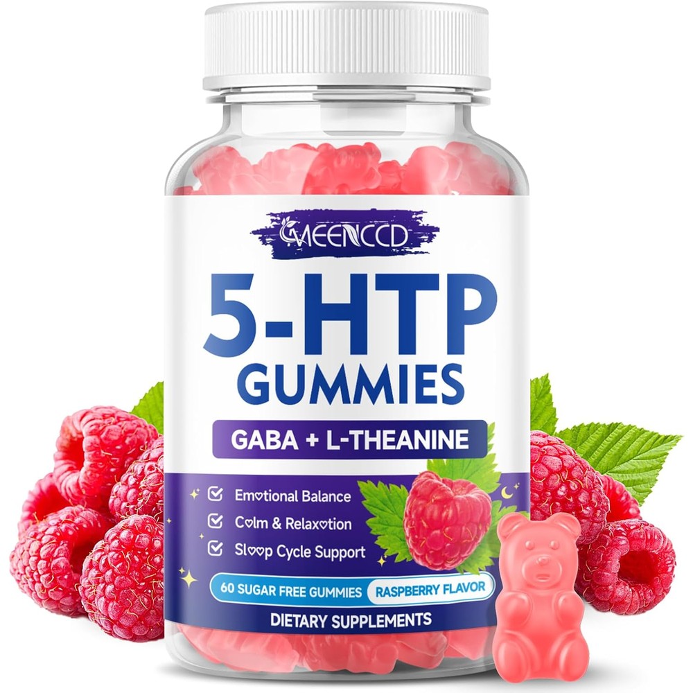 MEENCCD 5-HTP Gummies 300mg front bottle view for mood support