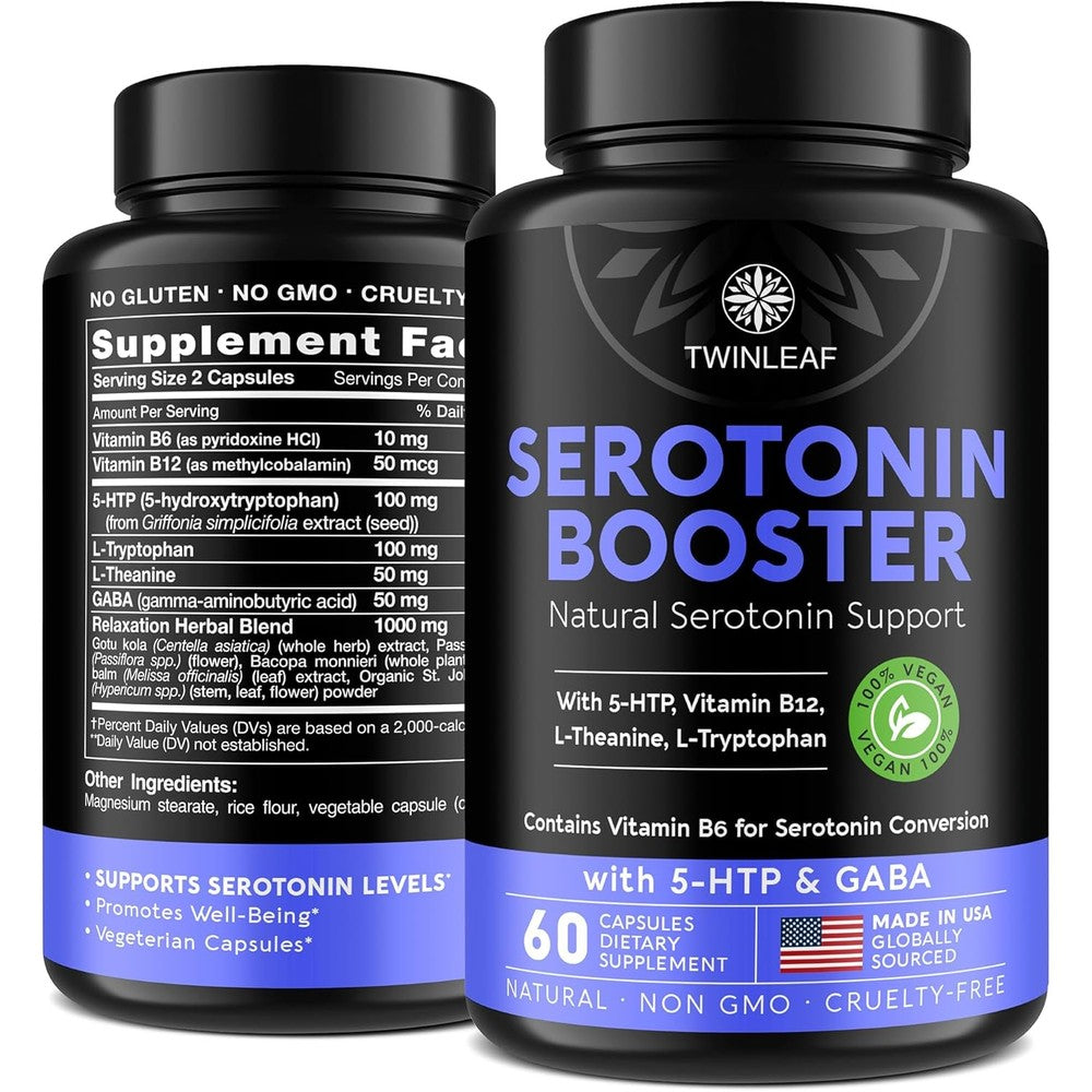 Twinleaf Nutrition Natural Serotonin Supplement front view bottle for mood support