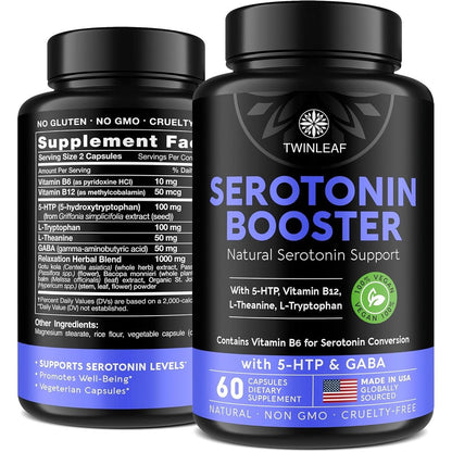 Twinleaf Nutrition Natural Serotonin Supplement front view bottle for mood support