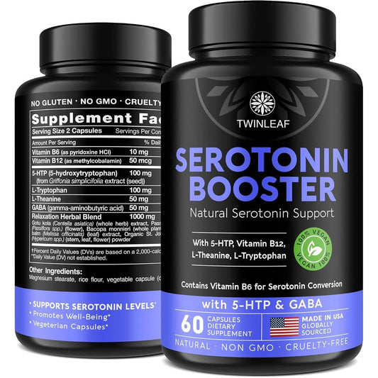 Twinleaf Nutrition Natural Serotonin Supplement front view bottle for mood support