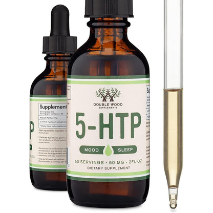 Double Wood Supplements 5-HTP Liquid Drops front view for serotonin support.