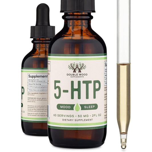 Double Wood Supplements 5-HTP Liquid Drops front view for serotonin support.