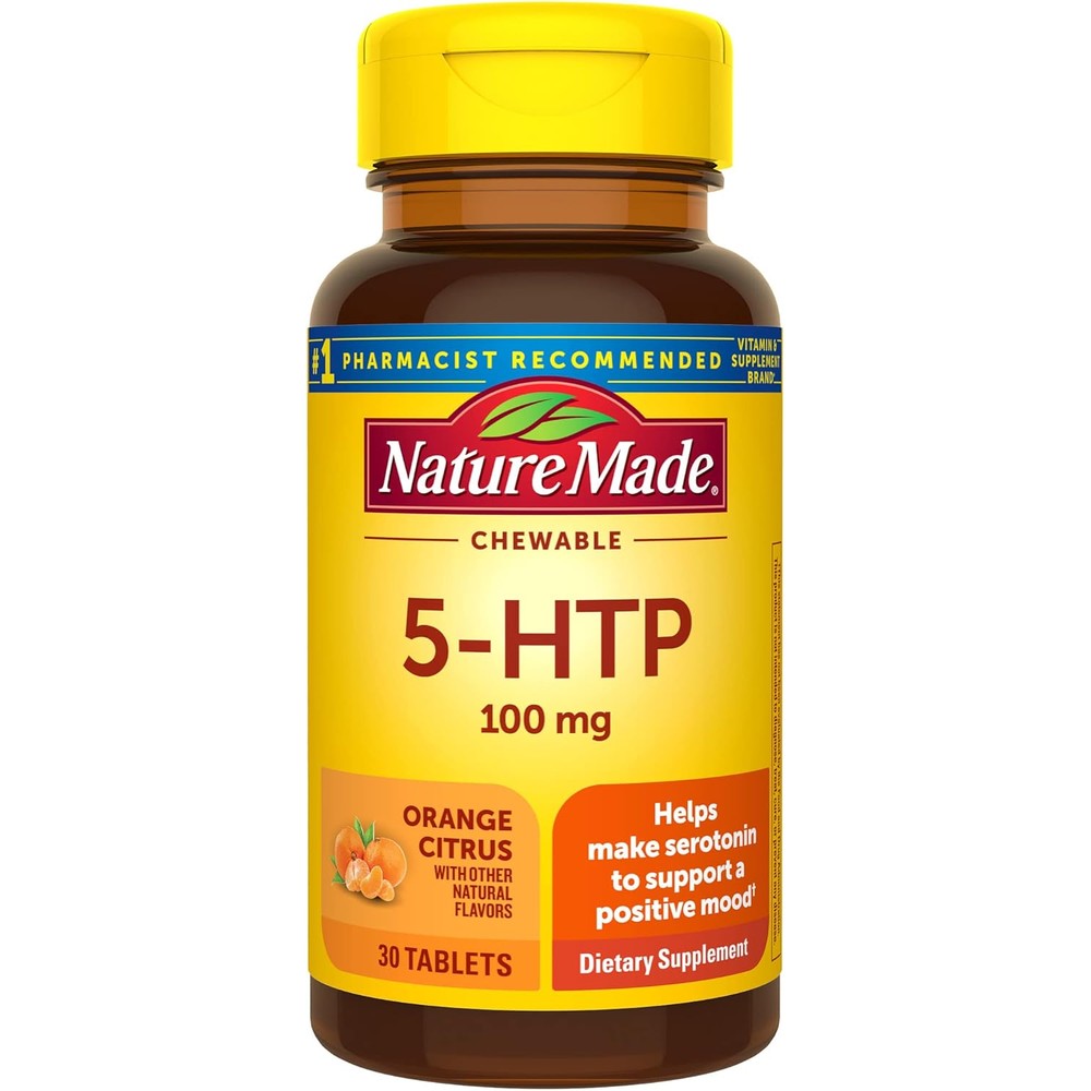 Nature Made Chewable 5HTP 100mg bottle front view for mood support