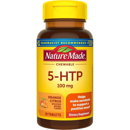 Nature Made Chewable 5HTP 100mg bottle front view for mood support