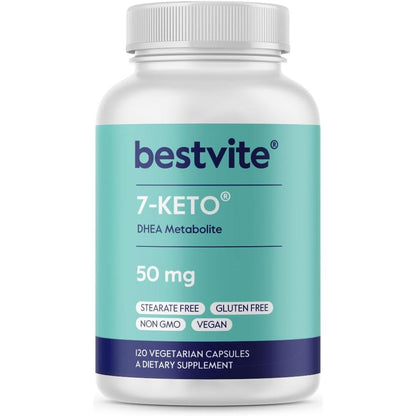 Bestvite 7 Keto DHEA 50mg 120 vegetarian capsules front bottle view metabolic supplement