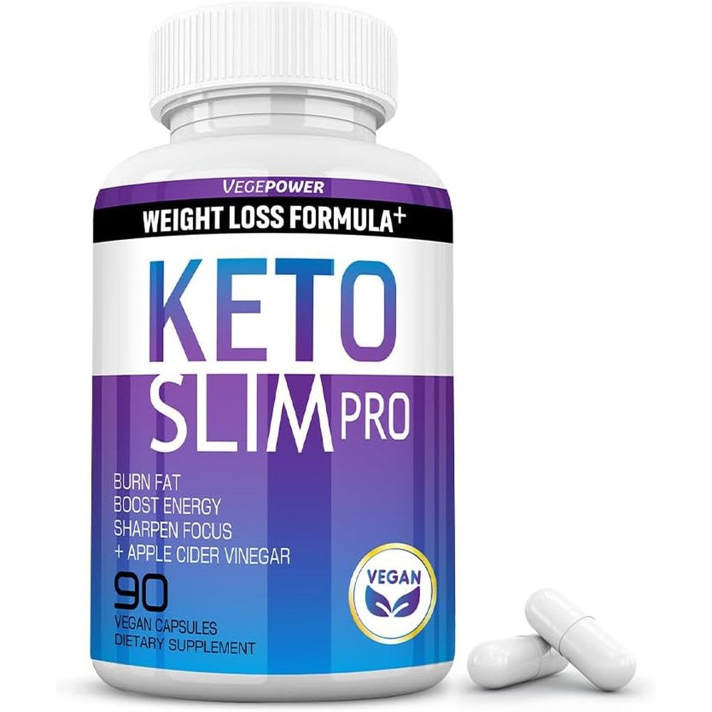 Vegepower Keto Pills front view of ninety vegan capsules bottle for weight management support