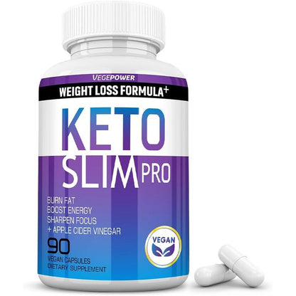 Vegepower Keto Pills front view of ninety vegan capsules bottle for weight management support