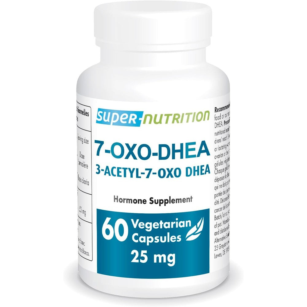 Supersmart 7 OXO DHEA 25mg 60 vegetarian capsules front view bottle showing premium metabolism support packaging.