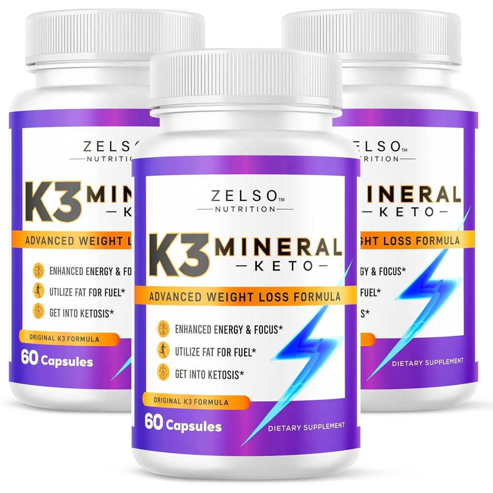 Zelso K3 Mineral Keto weight loss capsules front view bottle packaging