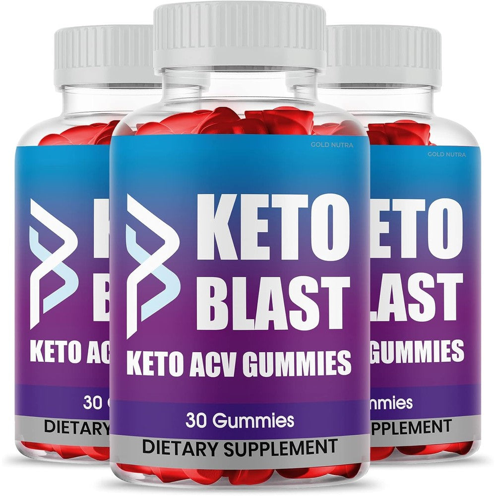 Gold Nutra Keto Blast Gummies 3 pack front view displaying maximum strength apple cider vinegar label