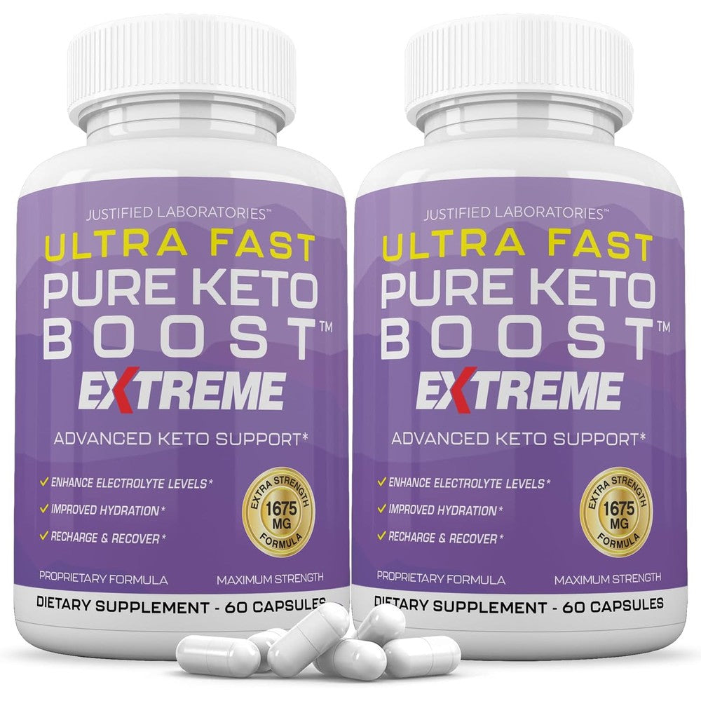 Justified Laboratories Ultra Fast Pure Keto Boost 1675mg capsules front view bottle pack