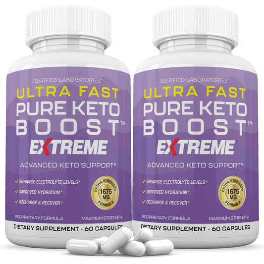 Justified Laboratories Ultra Fast Pure Keto Boost 1675mg capsules front view bottle pack