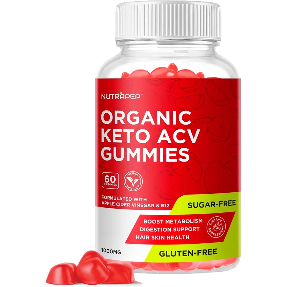 NutraPep Organic Keto ACV Gummies front view bottle for weight management