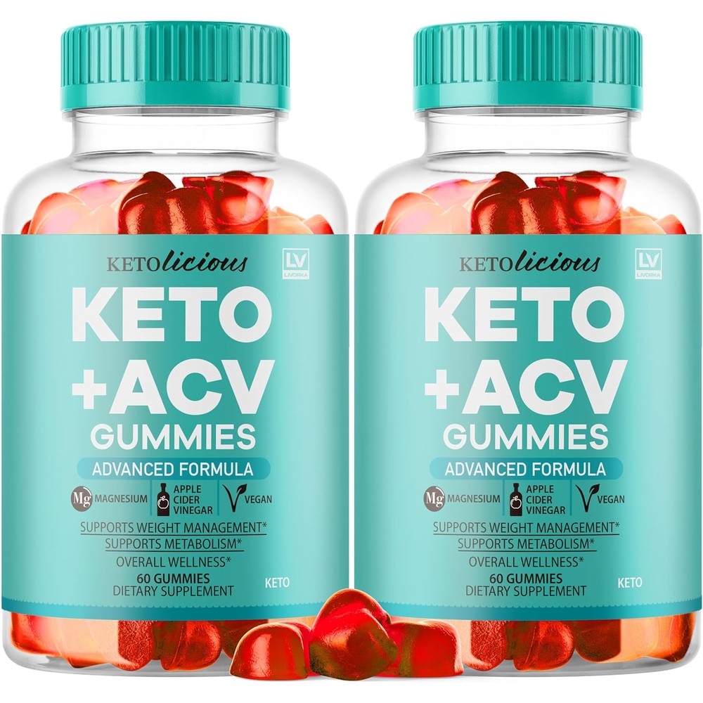 Rojax Ketolicious Keto ACV Gummies 2 Pack front view bottle display for natural metabolism support.