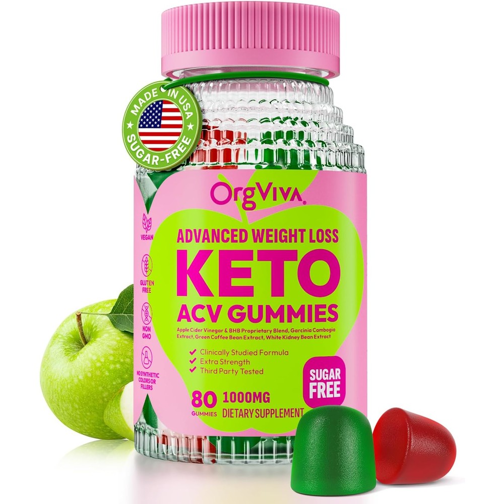OrgViva Keto ACV Gummies front view bottle packaging for advanced weight loss.