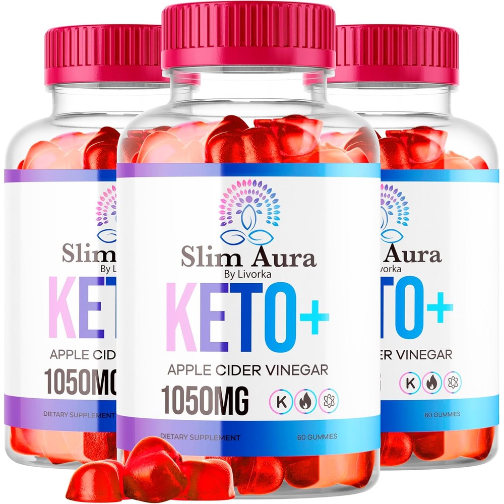 NutraRize Slim Aura Keto ACV 300 count front view of dietary supplement bottles for natural weight support.