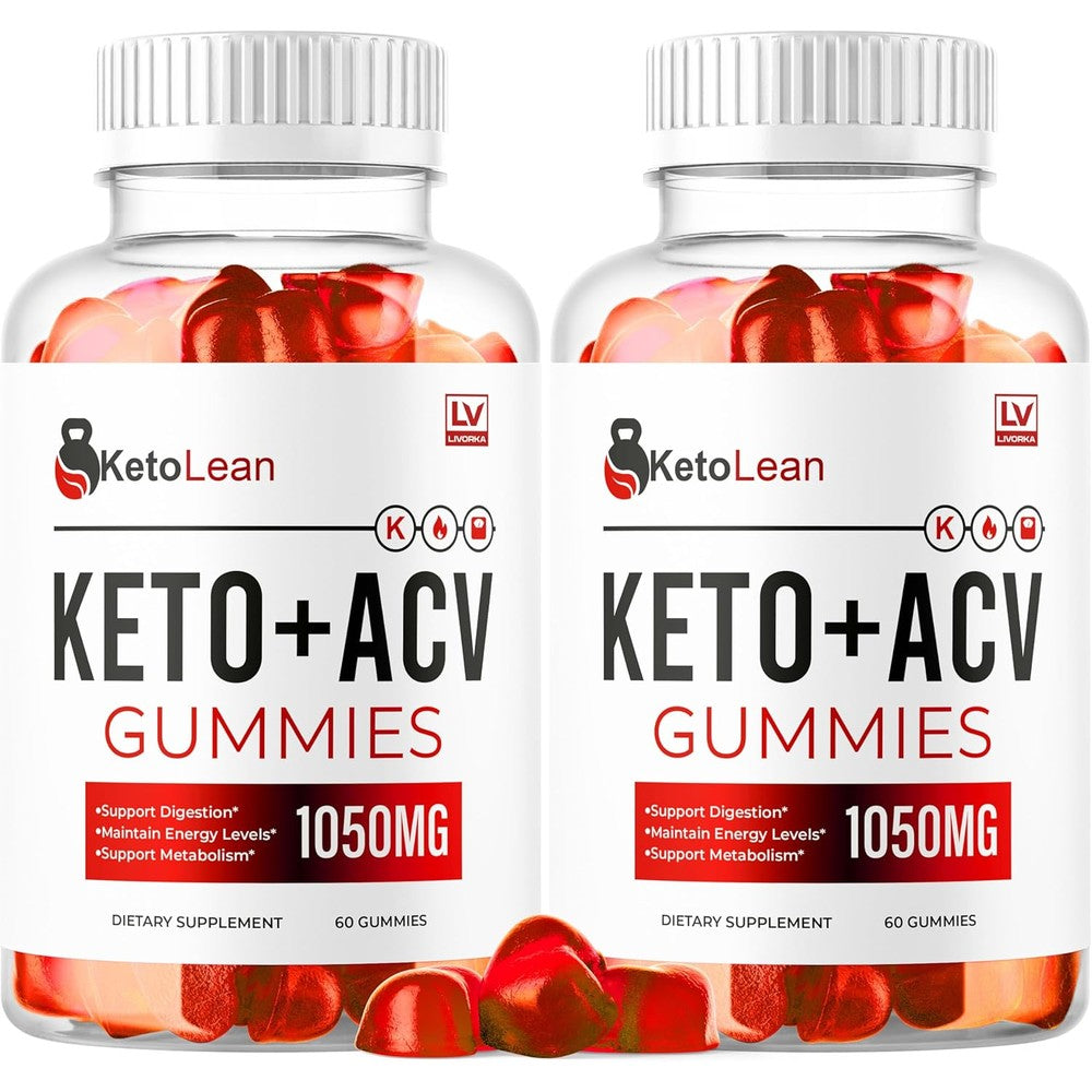 Livorka Keto Lean ACV 1050mg gummies front view of two bottles packaging.