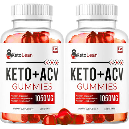 Livorka Keto Lean ACV 1050mg gummies front view of two bottles packaging.