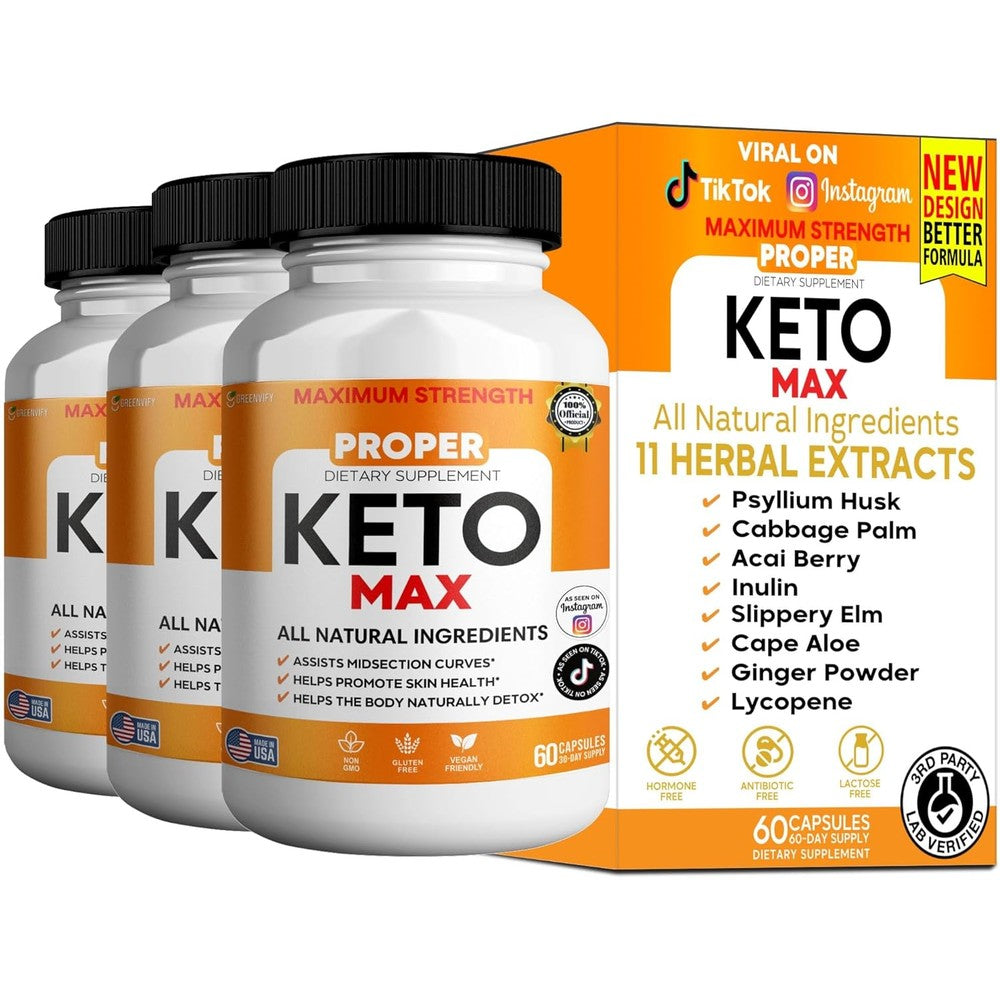 Greenvify Proper Keto Max dietary supplement front bottle view