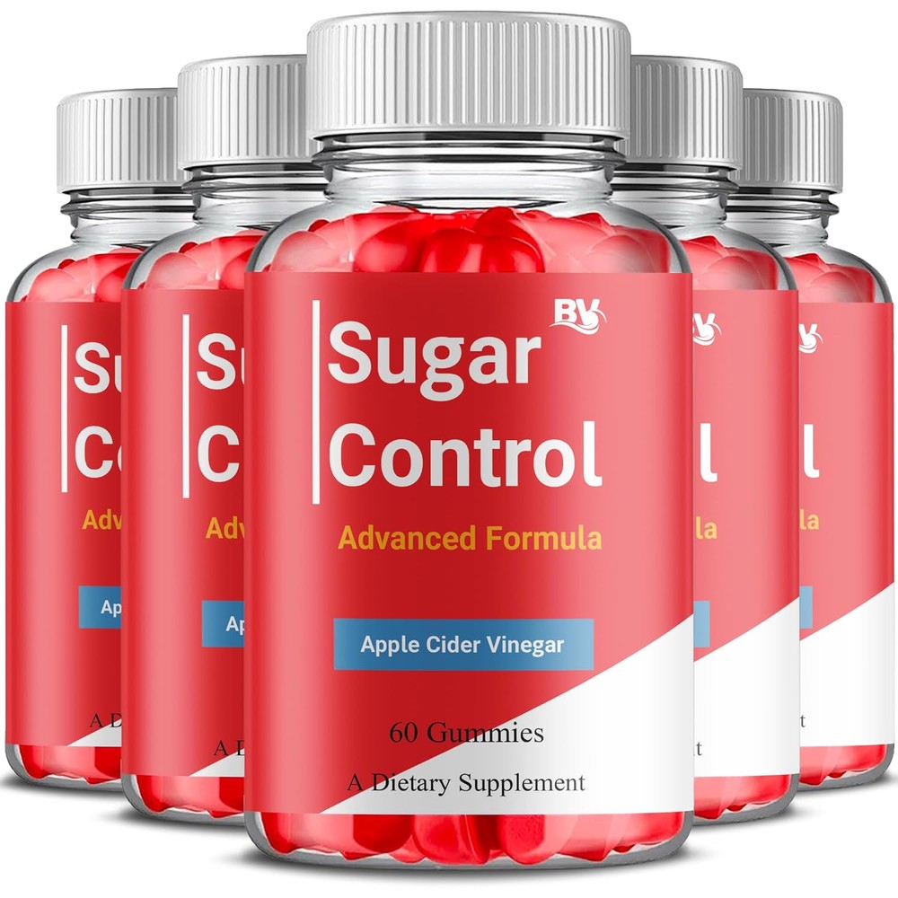 BLUE VIBE Sugar Control Keto Gummies front view of 5 pack premium wellness bottles
