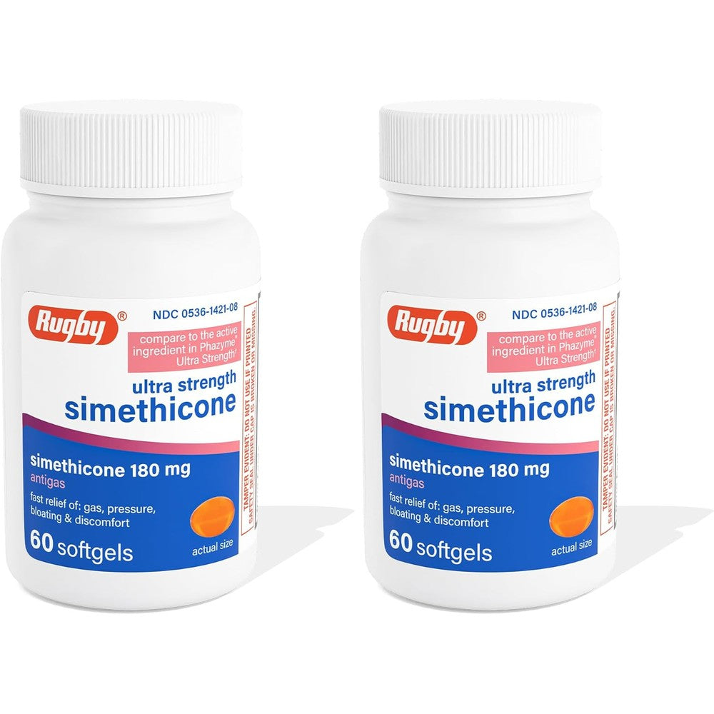 Rugby Laboratories Ultra Strength Simethicone Gas Relief front view bottle packaging