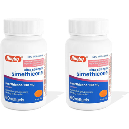 Rugby Laboratories Ultra Strength Simethicone Gas Relief front view bottle packaging