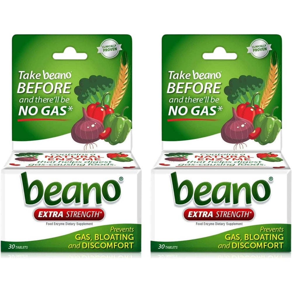 Beano Extra Strength Gas Prevention packaging front view for natural bloating relief