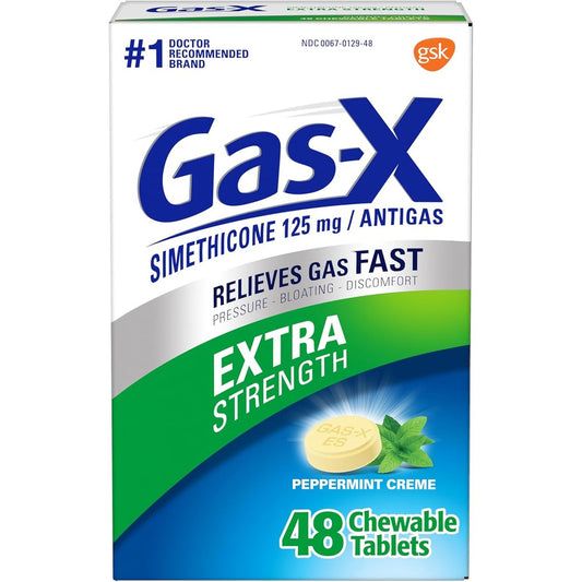 Gas-X Extra Strength Chewable Gas Relief Tablets front view packaging