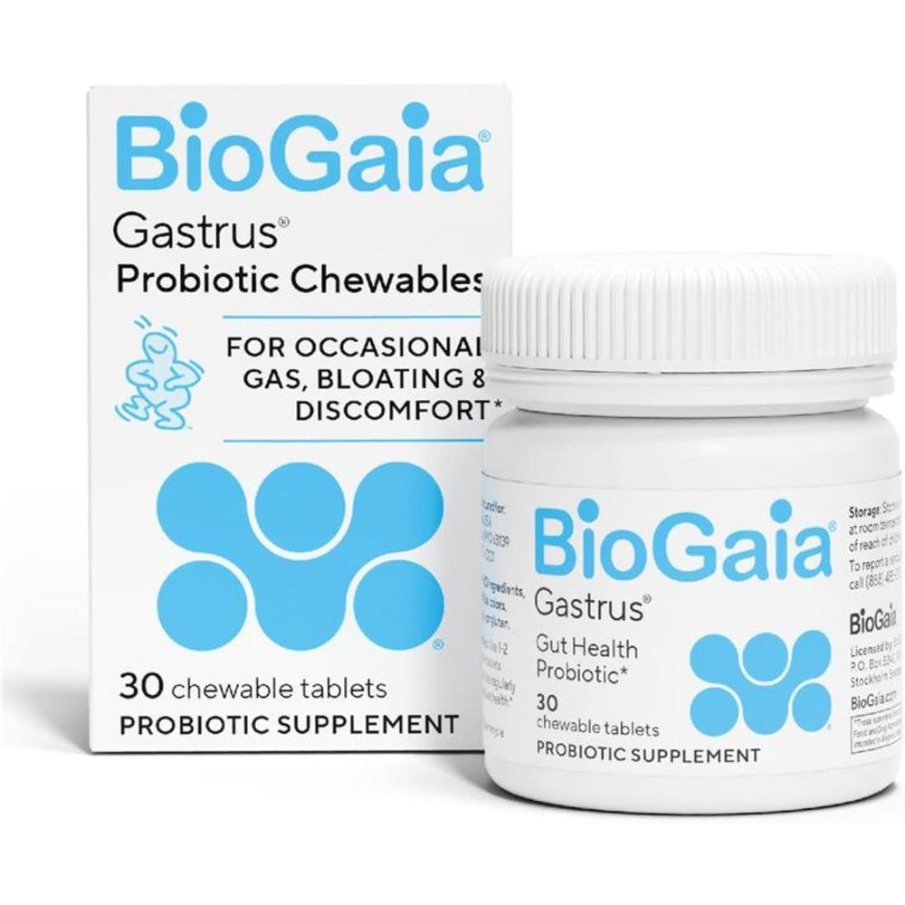 BioGaia Gastrus Gut Health Probiotic front view bottle for bloating relief