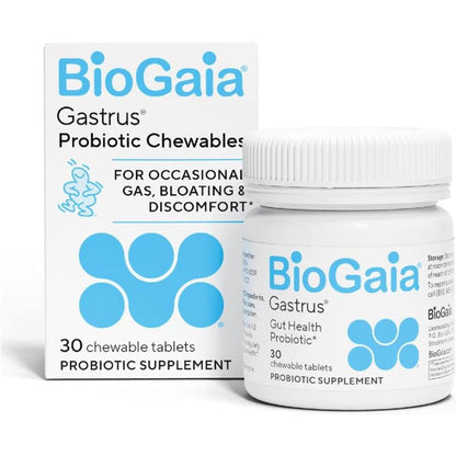 BioGaia Gastrus Gut Health Probiotic front view bottle for bloating relief