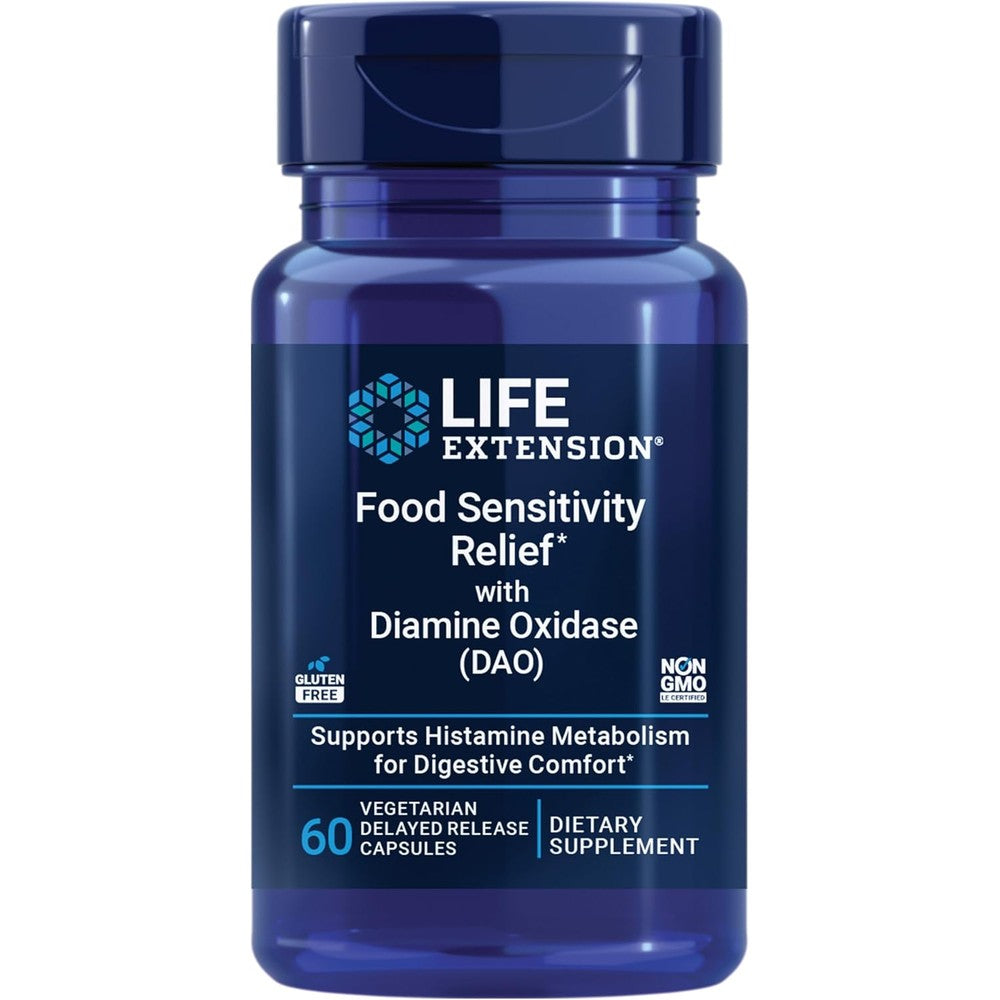 Life Extension Food Sensitivity Relief DAO enzyme 60 capsules bottle