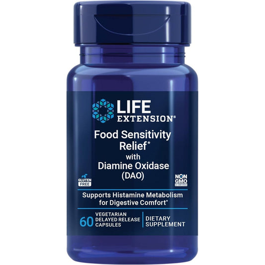 Life Extension Food Sensitivity Relief DAO enzyme 60 capsules bottle