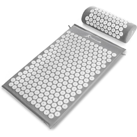 ProsourceFit Acupressure Mat and Pillow Set front view for therapeutic back relief.
