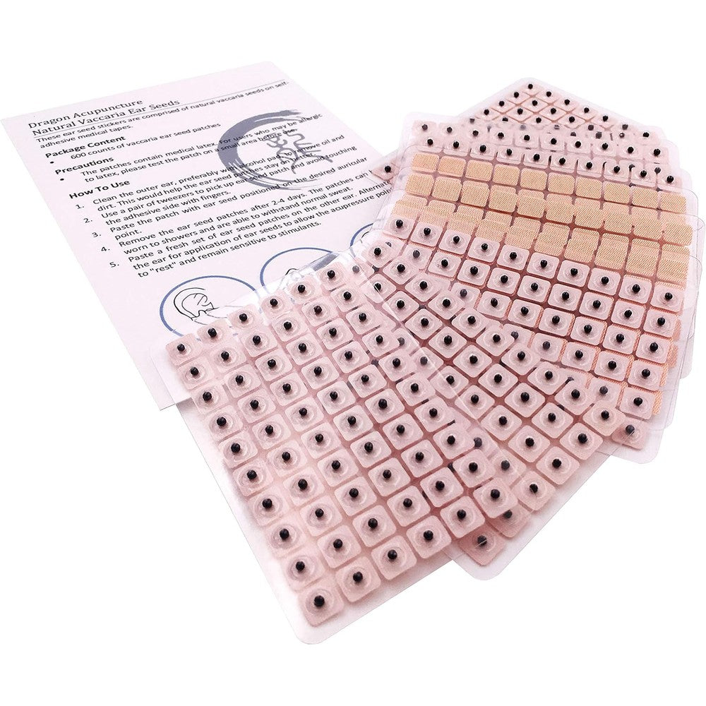 Dragon Acupuncture Vaccaria Ear Seeds 600 Counts front view for auriculotherapy.