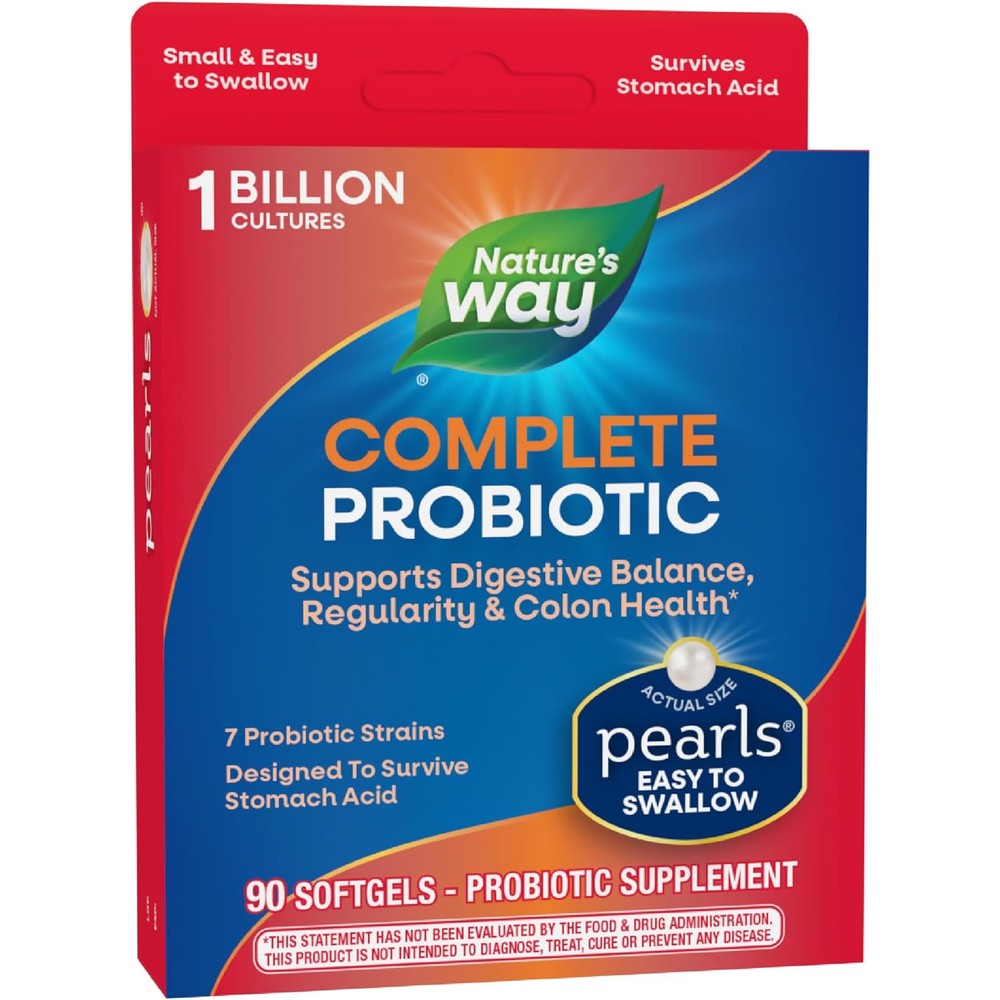 Nature's Way Complete Probiotic Pearls ninety softgels front view for digestive balance